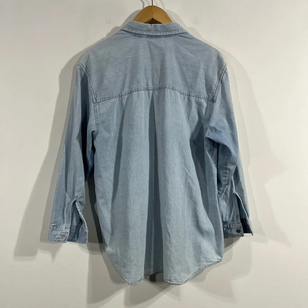 Faded Glory 90s Western Cottagecore Boho Denim Button Down Shirt Womens Medium - Picture 3 of 10